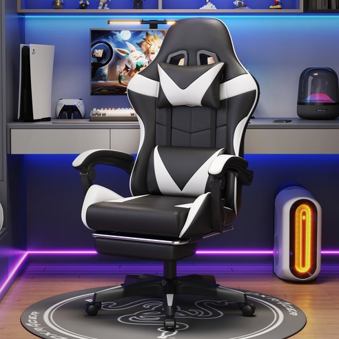 발받침 포함 각도 조절 가능 게이밍의자 회전 컴포트 컴퓨터 의자 승강 가능한 사무실 의자