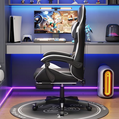 발받침 포함 각도 조절 가능 게이밍의자 회전 컴포트 컴퓨터 의자 승강 가능한 사무실 의자